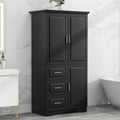 Tall and Wide Storage Cabinet with Doors for Bathroom black-mdf