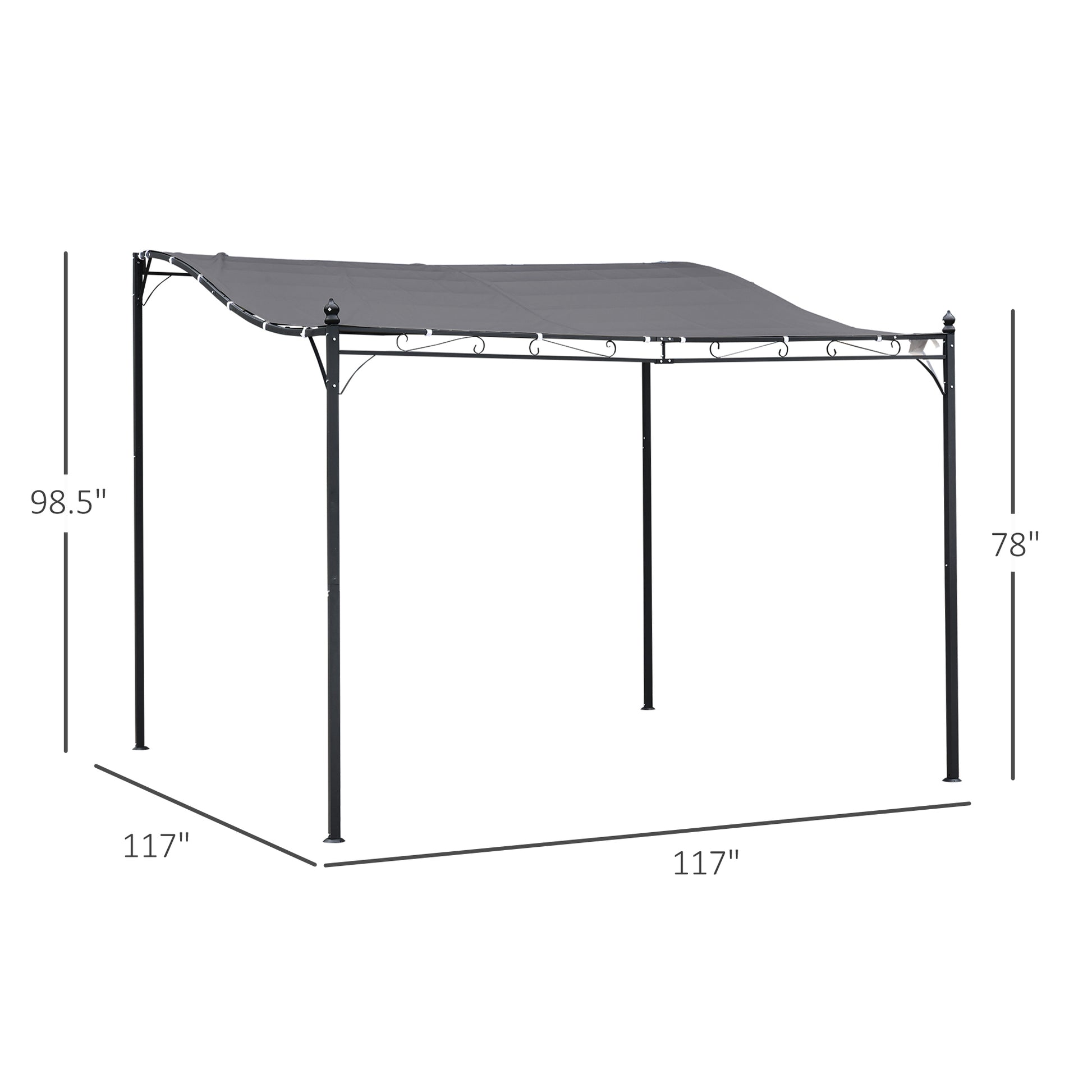 Outsunny 10' X 10' Steel Outdoor Pergola Gazebo, Patio Canopy With Weather Resistant Fabric And Drainage Holes For Backyard Pool Deck Garden, Gray Gray Steel