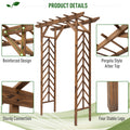 Outsunny 79In Wooden Garden Arbor Arch Trellis With Classic Countryside Style, Pergola Style Roof For Climbing Vines For Ceremony Party Weddings Brown Wood