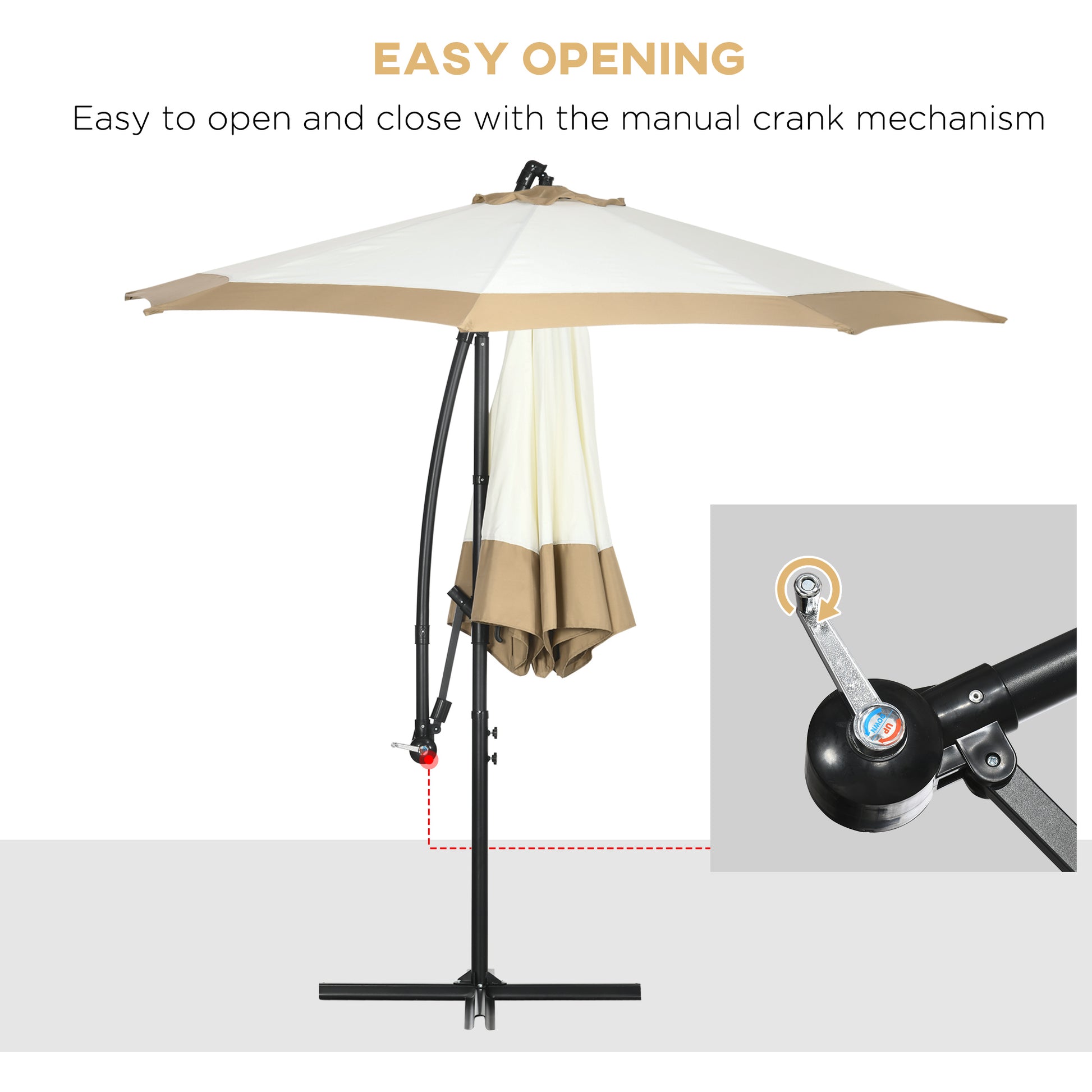 Outsunny 10Ft Cantilever Umbrella, Offset Patio Umbrella With Crank An Outsunny 10Ft Cantilever Umbrella, Offset Patio Umbrella With Crank An