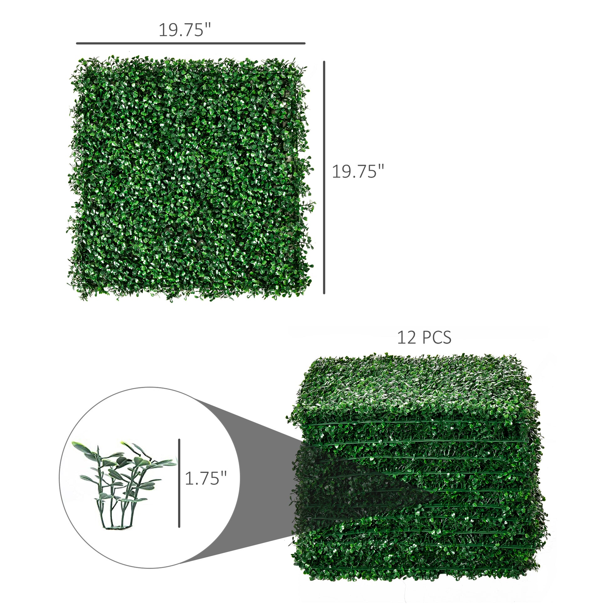 Outsunny Grass Wall Panels, 20" X 20" Artificial Grass Wall Decor,Greenery Backdrop Panels Wall For Outdoor, Indoor, Garden, Fence, Backyard, Dark Green Green Polyethylene
