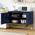 Minimalist & Luxury Cabinet Two Door Sideboard With Gold Metal Legs For Living Room, Dining Room Navy Navy Particle Board