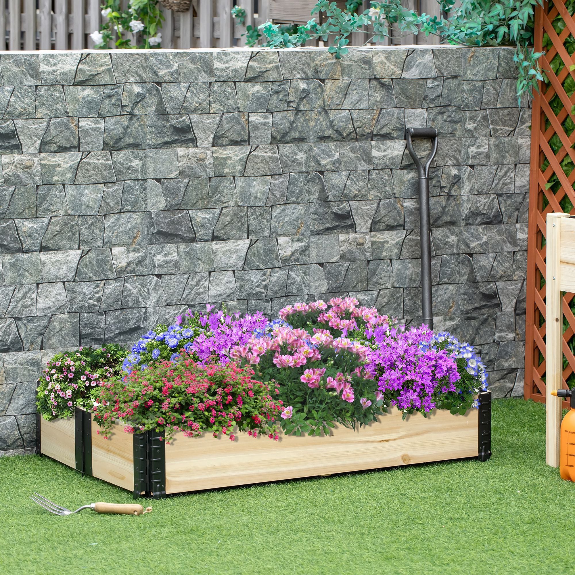 Outsunny Foldable Raised Garden Bed, Wooded