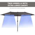 Outsunny Extra Large 15Ft Patio Umbrella, Double Sided Outdoor Umbrella With Crank Handle And Air Vents For Backyard, Deck, Pool, Market, Gray Gray Steel