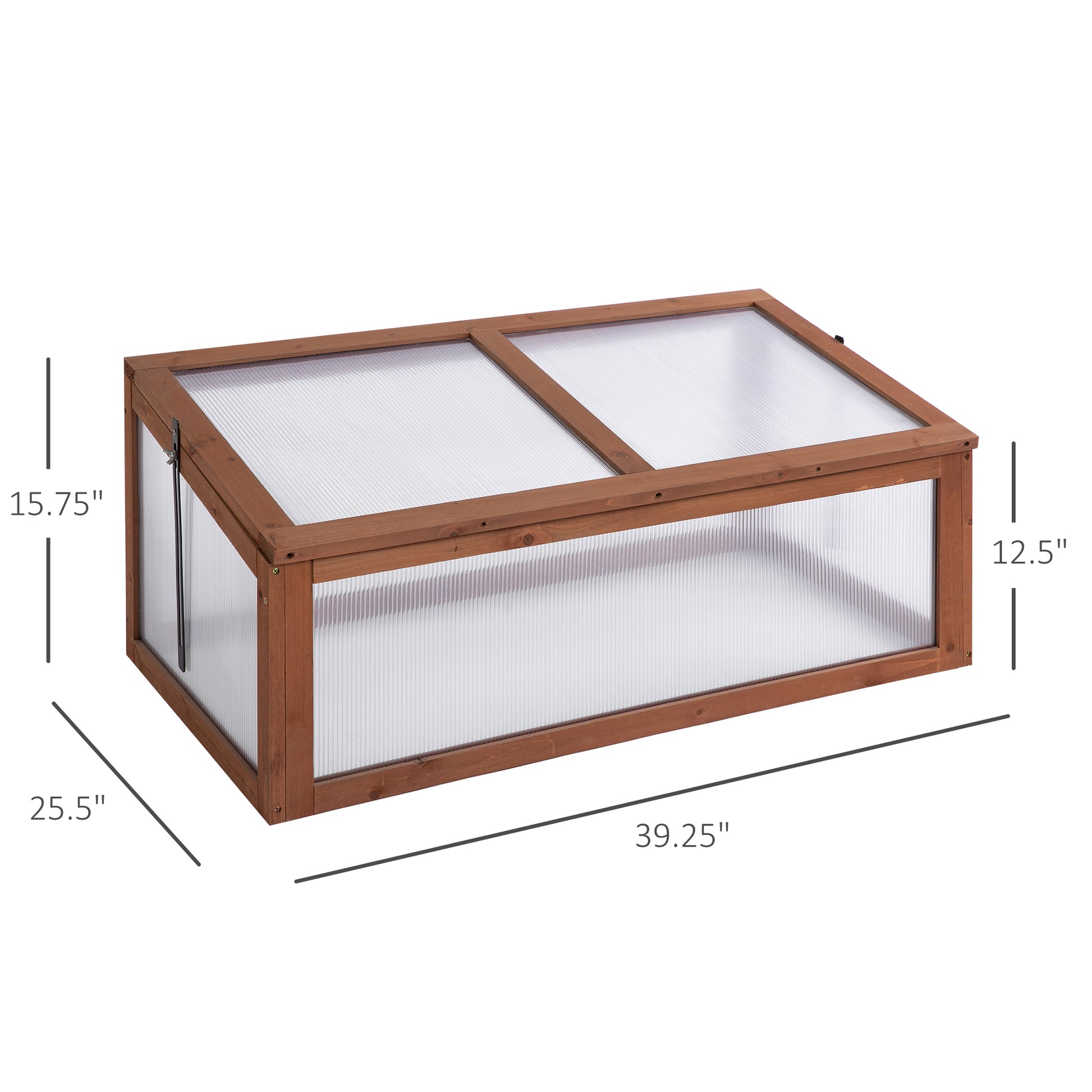 Outsunny Portable Wooden Garden Green House Cold Frame, Indoor Outdoor Terrarium Planter Box, 39" X 26" X 16" Brown Wood