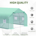 Outsunny 12' X 10' X 7' Outdoor Walk In Greenhouse, Tunnel Green House With Roll Up Windows, Zippered Door, Pe Cover, Heavy Duty Steel Frame, Green Green Steel