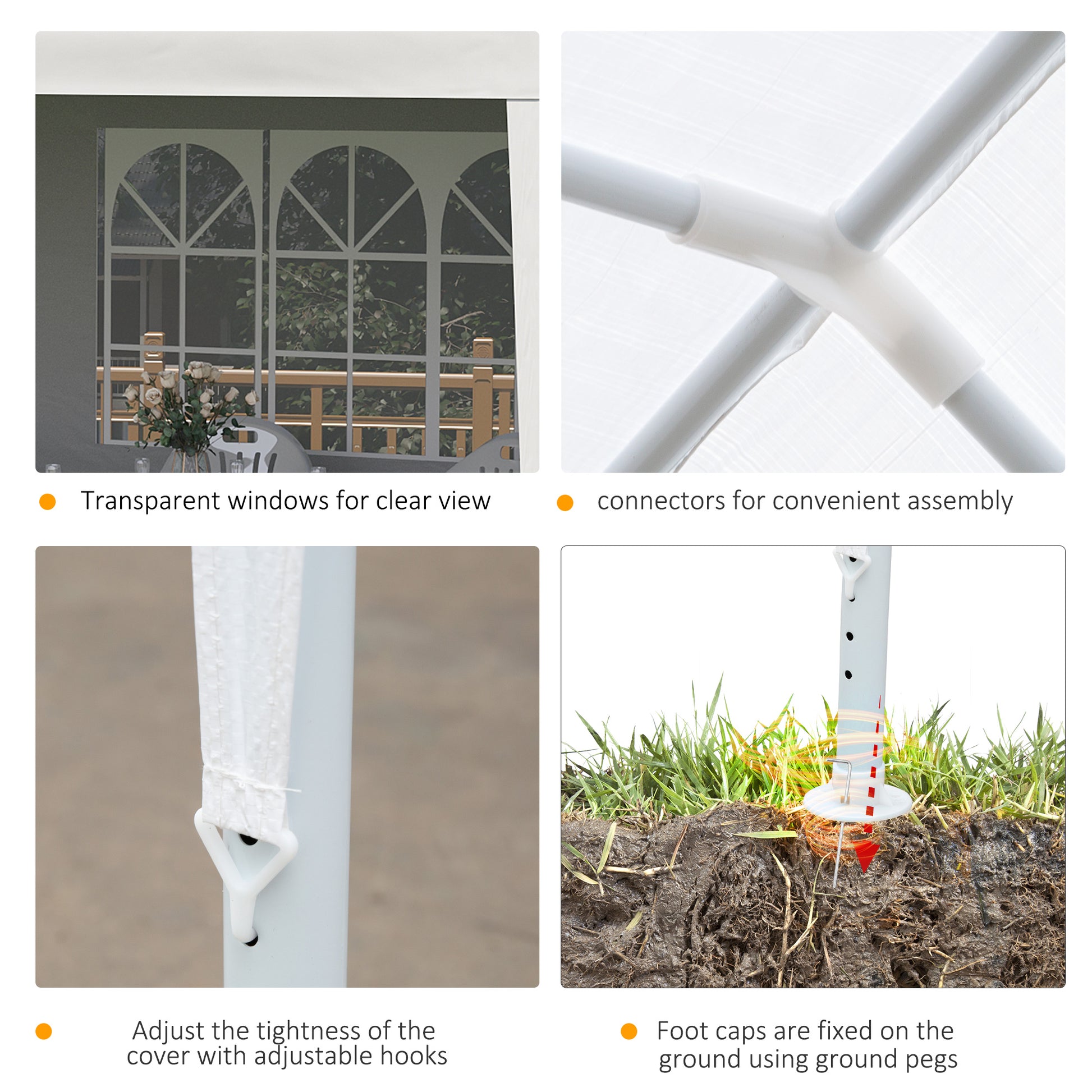 Outsunny 10' X 20' Large Party Tent, Events Shelter Canopy Gazebo With 4 Removable Side Walls, Shade Shelter For Weddings, White White Steel