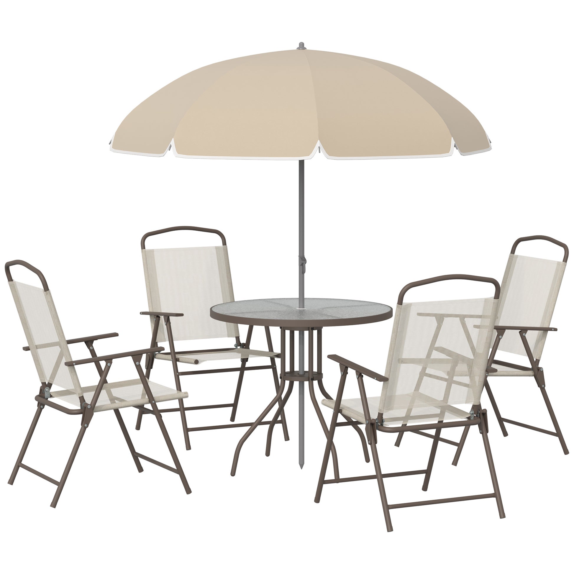 6 piece patio furniture with umbrella Outsunny 6 Piece Patio Dining Set For 4 With Umbrella, Outdoor Table A