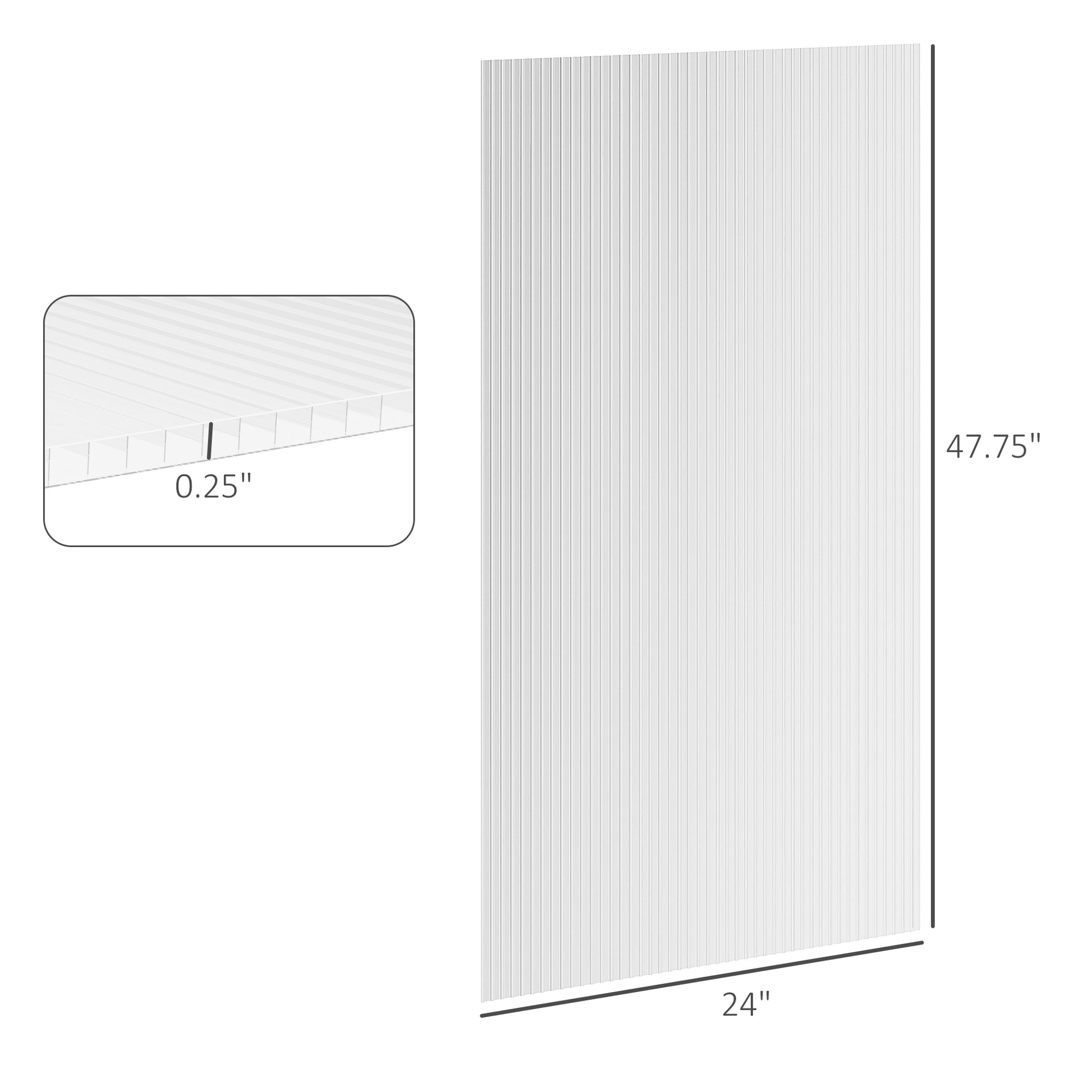 Outsunny 14 Piece Pack Of Polycarbonate Greenhouse Panels, 4' X 2' X 0.16" Twin Wall Polycarbonate Panels, Waterproof And Uv Protected Plastic Sheets, Clear Clear Plastic