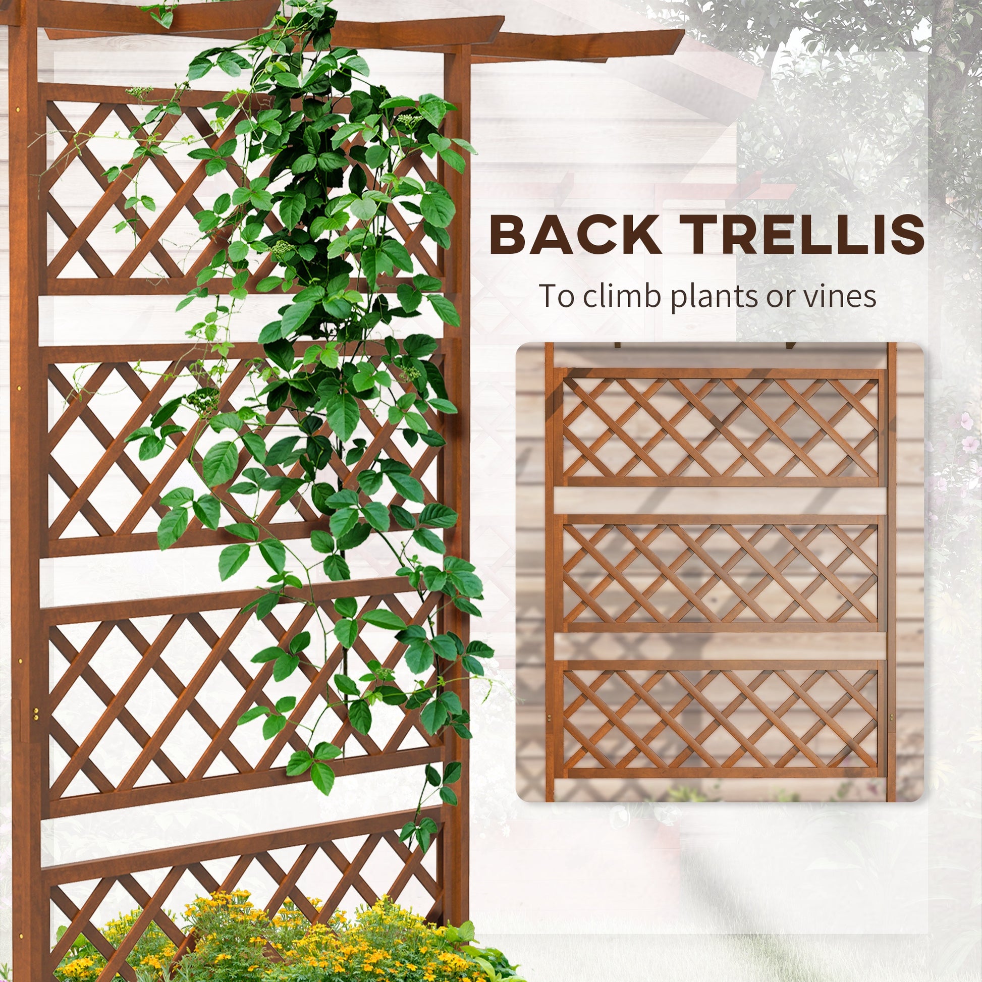 outsunny planter with trellis Outsunny Wood Planter With Trellis, Raised Garden Bed Privacy Screen Planter Box For Climbing Plants, Vines, Vegetables, Flowers Orange Wood