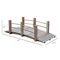 Outsunny Fir Wood Garden Bridge Arc Walkway With Side Railings For Backyards, Gardens, And Streams, Natural Wood, 60