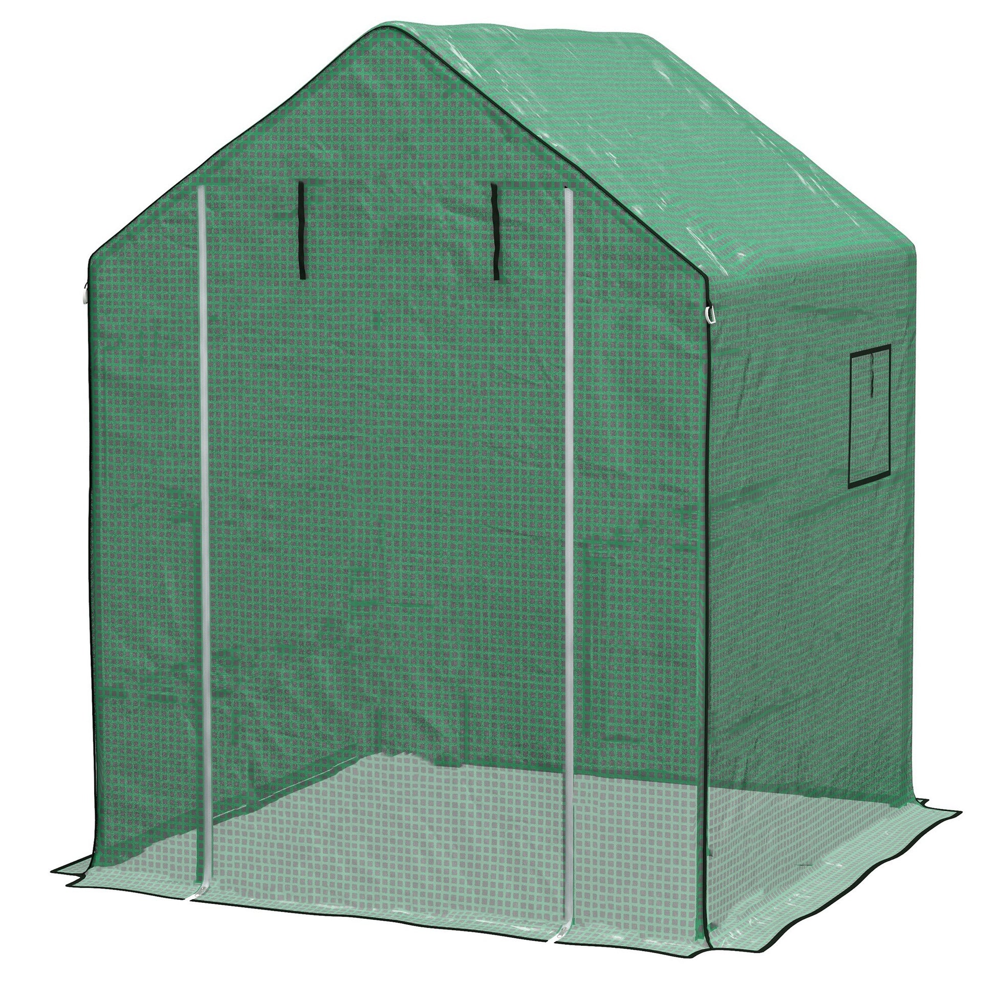 Outsunny 1 Piece Walk In Greenhouse Replacement Cover For 01 0472 W Roll Up Door And Mesh Windows, 55"X56.25"X74.75" Reinforced Anti Tear Pe Hot House Cover Frame Not Included , Green Green Polyethylene