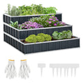 Outsunny 3 Tier Raised Garden Bed Color Steel Raised Garden Bed W Pair Of G 47''X 47''X 25'' For Backyard, Patio To Grow Vegetables, Herbs, And Flowers, Grey Gray Steel