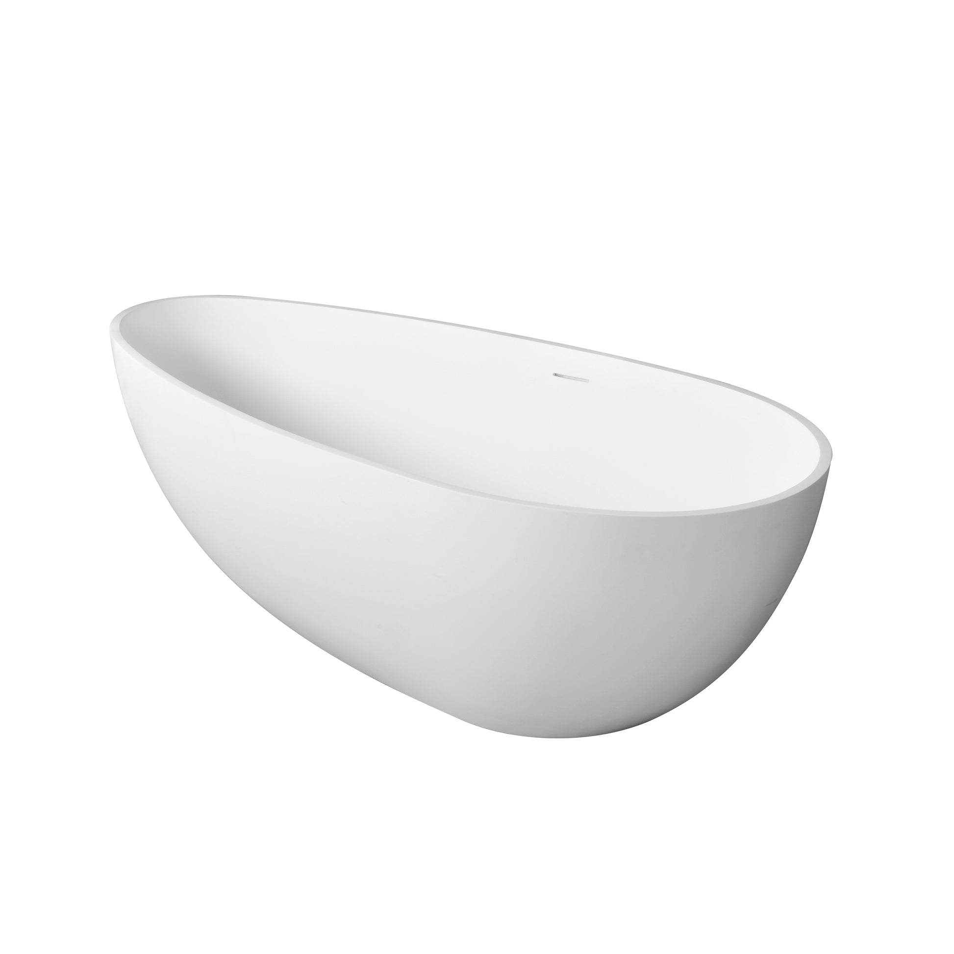 66.9 Inch Freestanding Solid Surface Soaking Bathtub For Bathroom Matte White Oval Bathroom Freestanding Tubs Matte 61 69 In Contemporary,Luxury,Minimalist,Modern Soaking Center Solid Surface