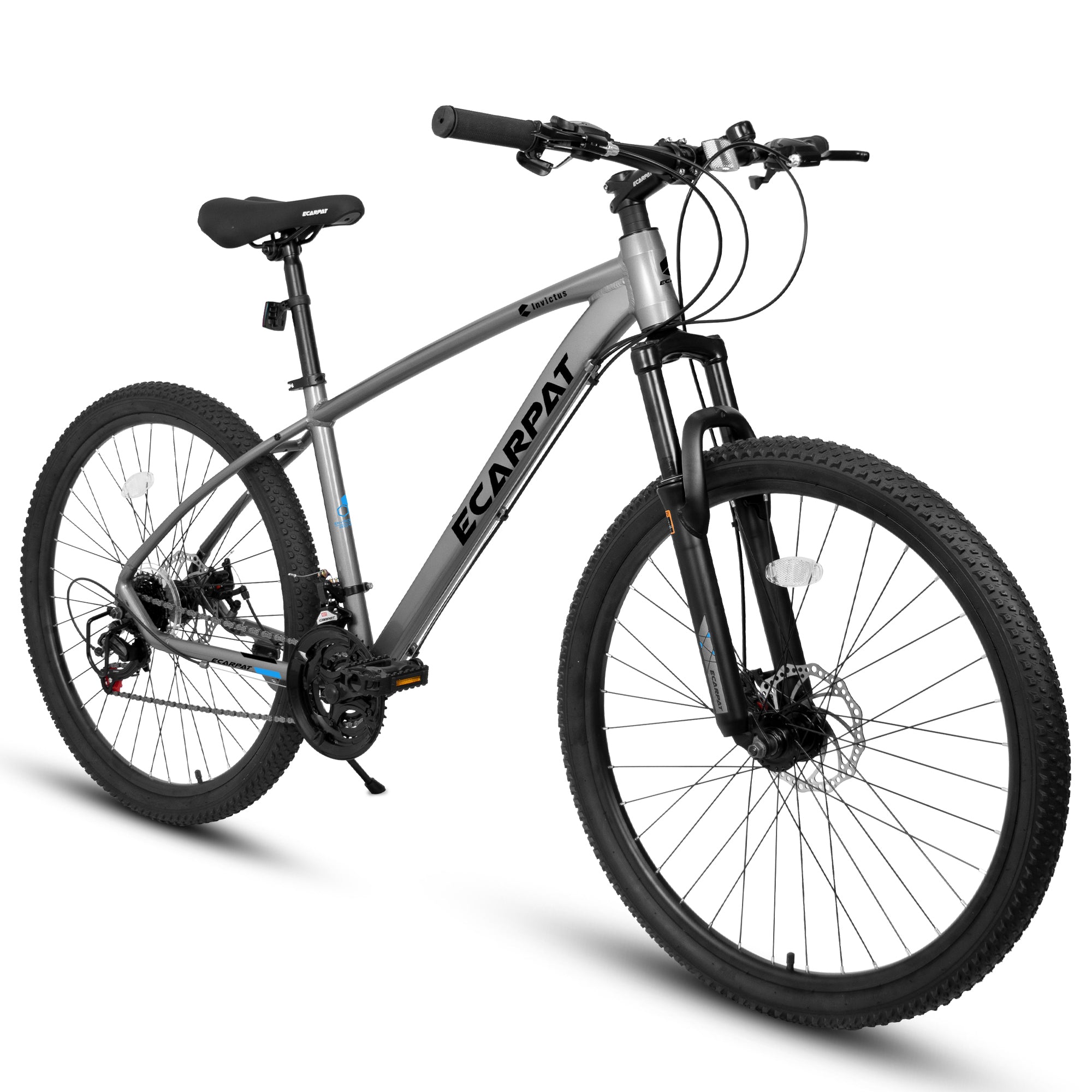 A2757 27 Inch Mountain Bike 21 Speeds, Suspension Fork, Aluminum Frame Disc Brake For Unisex Mountain Bikes Cycling Grey Without Anti Slip Garden & Outdoor American Design Multifunctional Aluminium