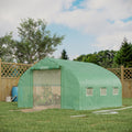 Outsunny 11.5' X 10' X 6.5' Walk In Tunnel Greenhouse With Zippered Mesh Door, 7 Mesh Windows & Roll Up Sidewalls, Upgraded Gardening Plant Hot House With Galvanized Steel Hoops, Green Green Steel
