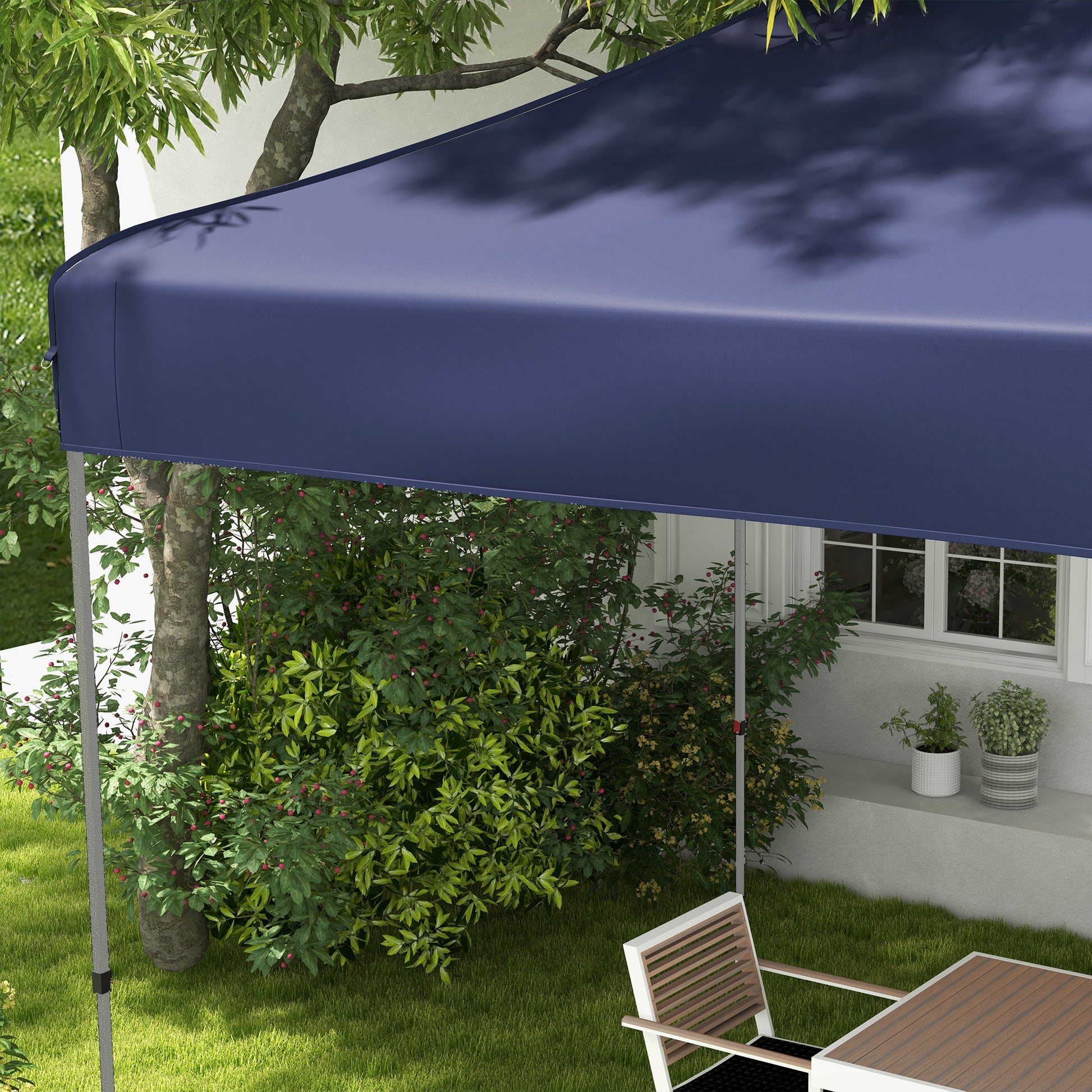Outsunny 10' X 20' Pop Up Canopy Tent, Instant Sun Shelter With 3 Level Adjustable Height, Easy Up Outdoor Tent For Parties With Wheeled Carry Bag For Garden, Patio, Dark Blue Dark Blue Steel