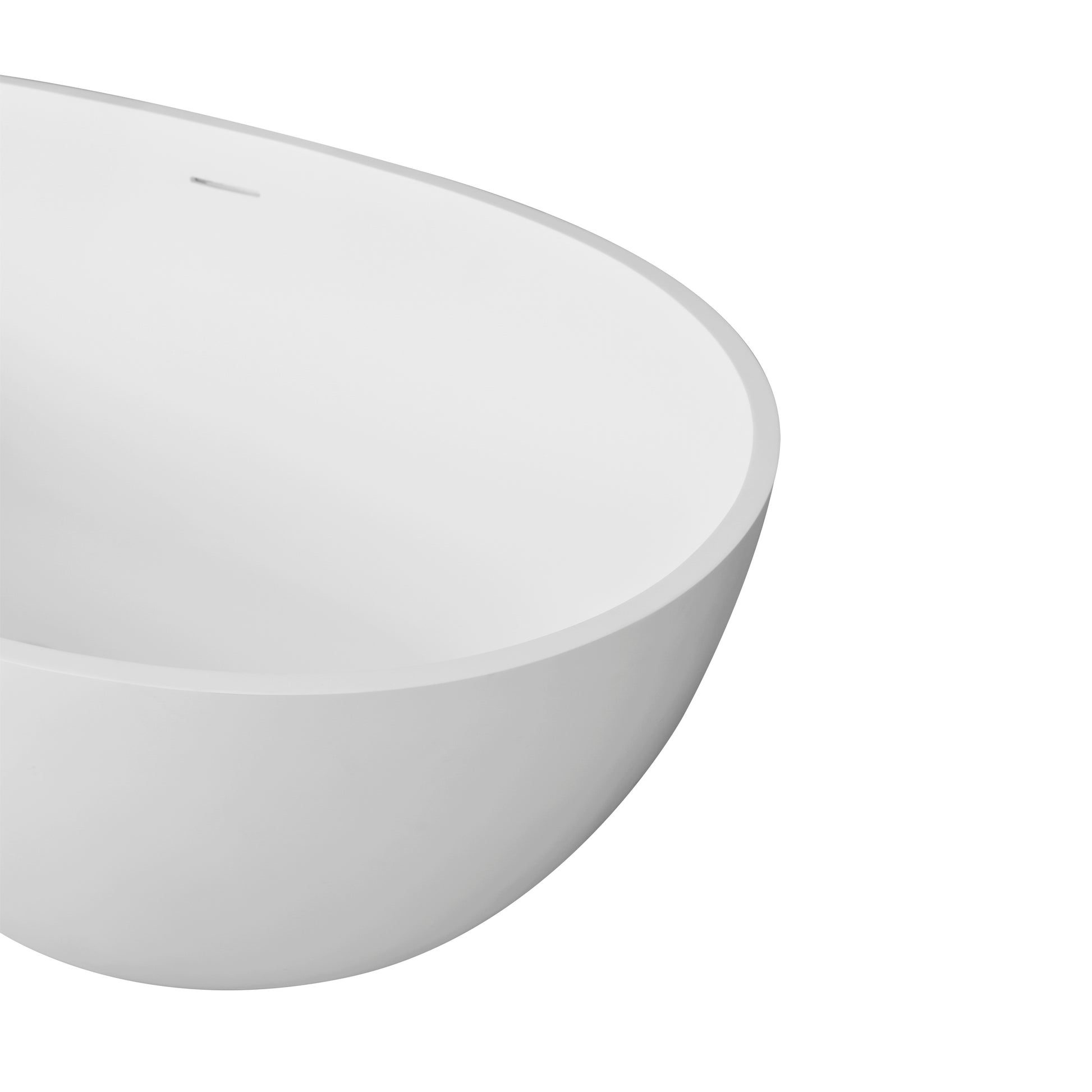 66.9 Inch Freestanding Solid Surface Soaking Bathtub For Bathroom Matte White Oval Bathroom Freestanding Tubs Matte 61 69 In Contemporary,Luxury,Minimalist,Modern Soaking Center Solid Surface