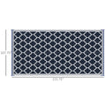 Outsunny Reversible Outdoor Rug Carpet, 9' X 18' Waterproof Plastic Straw Rug, Portable Rv Camping Rugs With Carry Bag, Large Floor Mat For Backyard, Deck, Picnic, Beach, Blue & White Blue Polypropylene