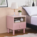 Single Drawer Bedside Table, Modern Style Bedside Table, Wooden Bedside Table, Bedside Table With Drawer, Side Table With Drawer, Compact Bedside Table, Nordic Style Bedside Table Pink Solid Wood Mdf