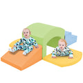 Soft Foam Playset For Toddlers, Safe Softzone Single Tunnel Foam Climber For Kids, Lightweight Indoor Active Play Structure With Slide Stairs And Ramp For Beginner Toddler Climb And Crawl Colorful