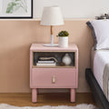 Single Drawer Bedside Table, Modern Style Bedside Table, Wooden Bedside Table, Bedside Table With Drawer, Side Table With Drawer, Compact Bedside Table, Nordic Style Bedside Table Pink Solid Wood Mdf