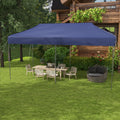 Outsunny 10' X 20' Pop Up Canopy Tent, Instant Sun Shelter With 3 Level Adjustable Height, Easy Up Outdoor Tent For Parties With Wheeled Carry Bag For Garden, Patio, Dark Blue Dark Blue Steel