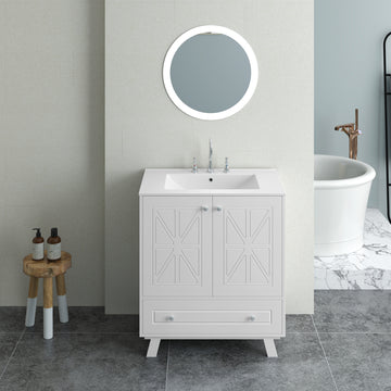 Bathroom Vanity White Solid Wood Mdf