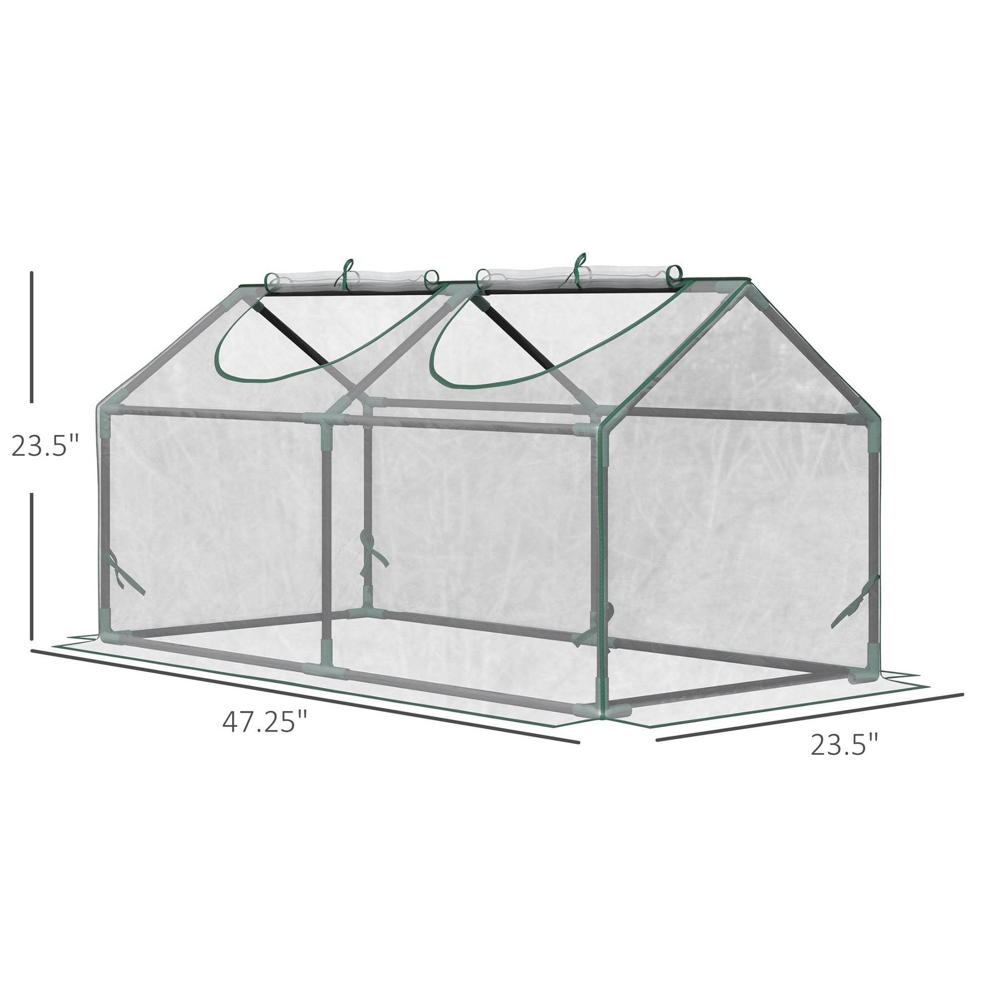Outsunny 4' X 2' X 2' Portable Mini Greenhouse, Small Greenhouse With Pvc Cover, Roll Up Zippered Windows For Indoor, Outdoor Garden, Clear Clear Steel