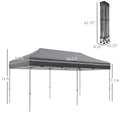 Outsunny 10' X 20' Pop Up Canopy Tent, Instant Sun Shelter With 3 Level Adjustable Height, Easy Up Outdoor Tent For Parties With Wheeled Carry Bag For Garden, Patio, Gray Grey Steel