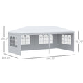 Outsunny 10' X 20' Large Party Tent, Events Shelter Canopy Gazebo With 4 Removable Side Walls, Shade Shelter For Weddings, White White Steel