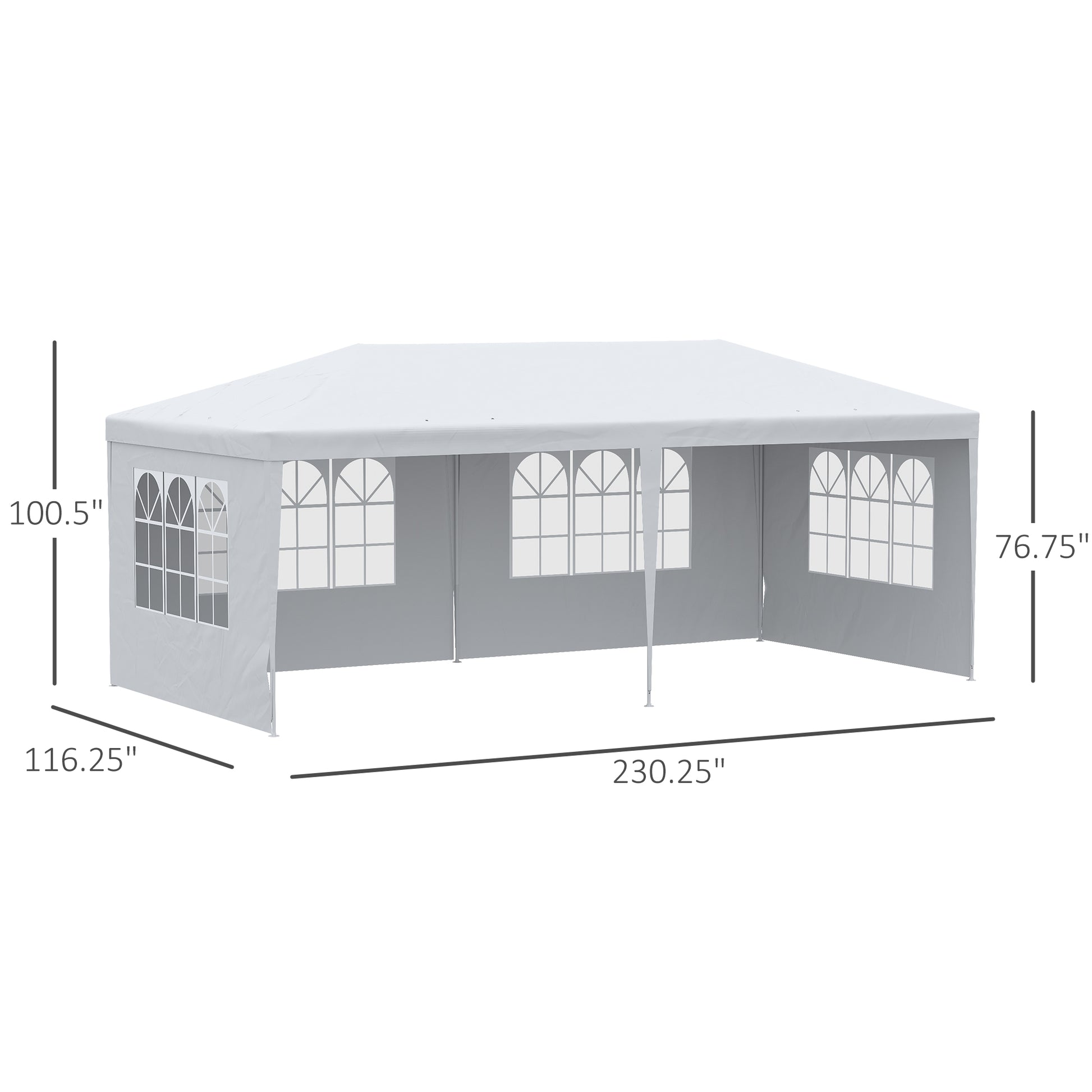 Outsunny 10' X 20' Large Party Tent, Events Shelter Canopy Gazebo With 4 Removable Side Walls, Shade Shelter For Weddings, White White Steel
