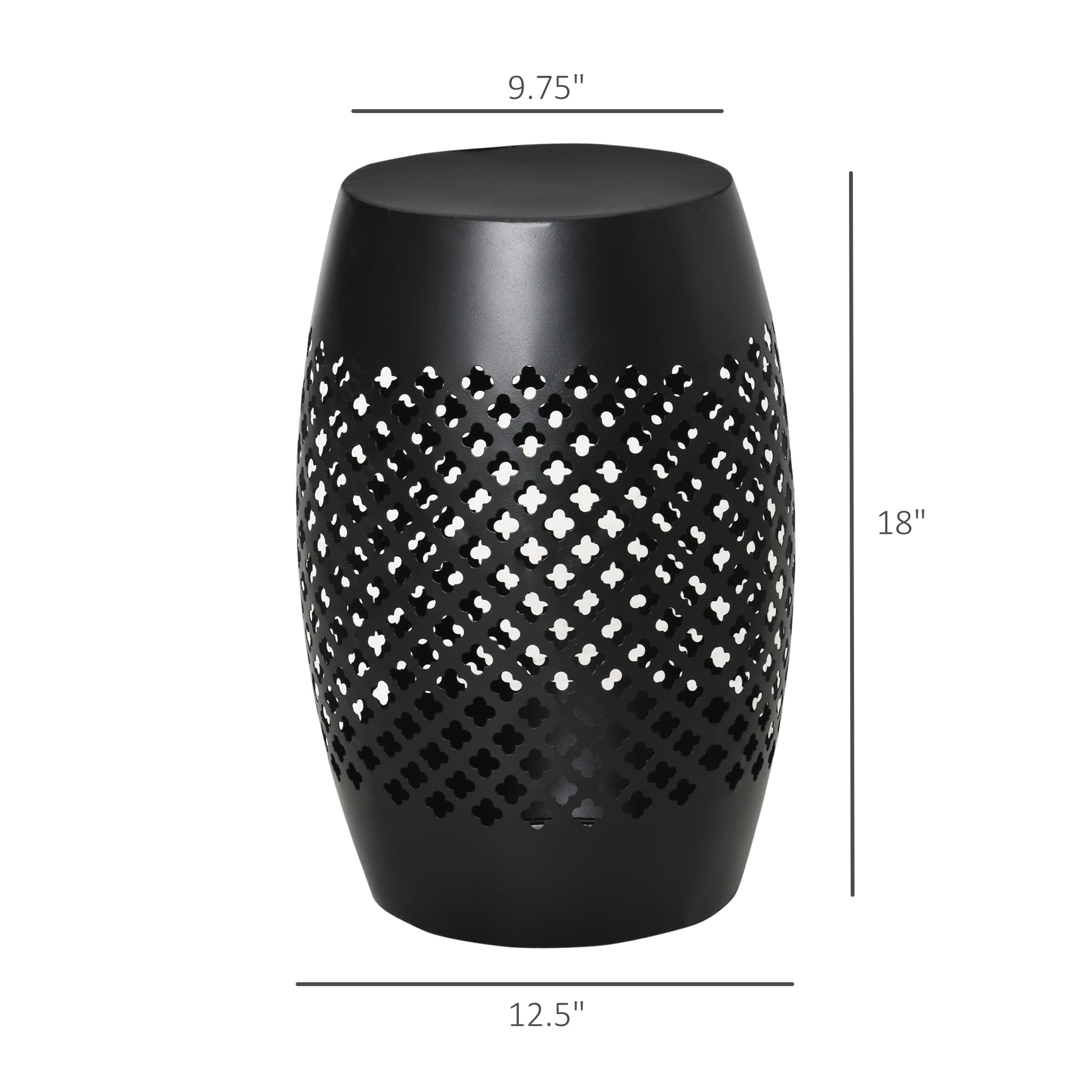 Outsunny 12.5" Steel Patio End Table, Round Hollow Drum Side Table, Accent Table For Indoor And Outdoor, Black Black Steel