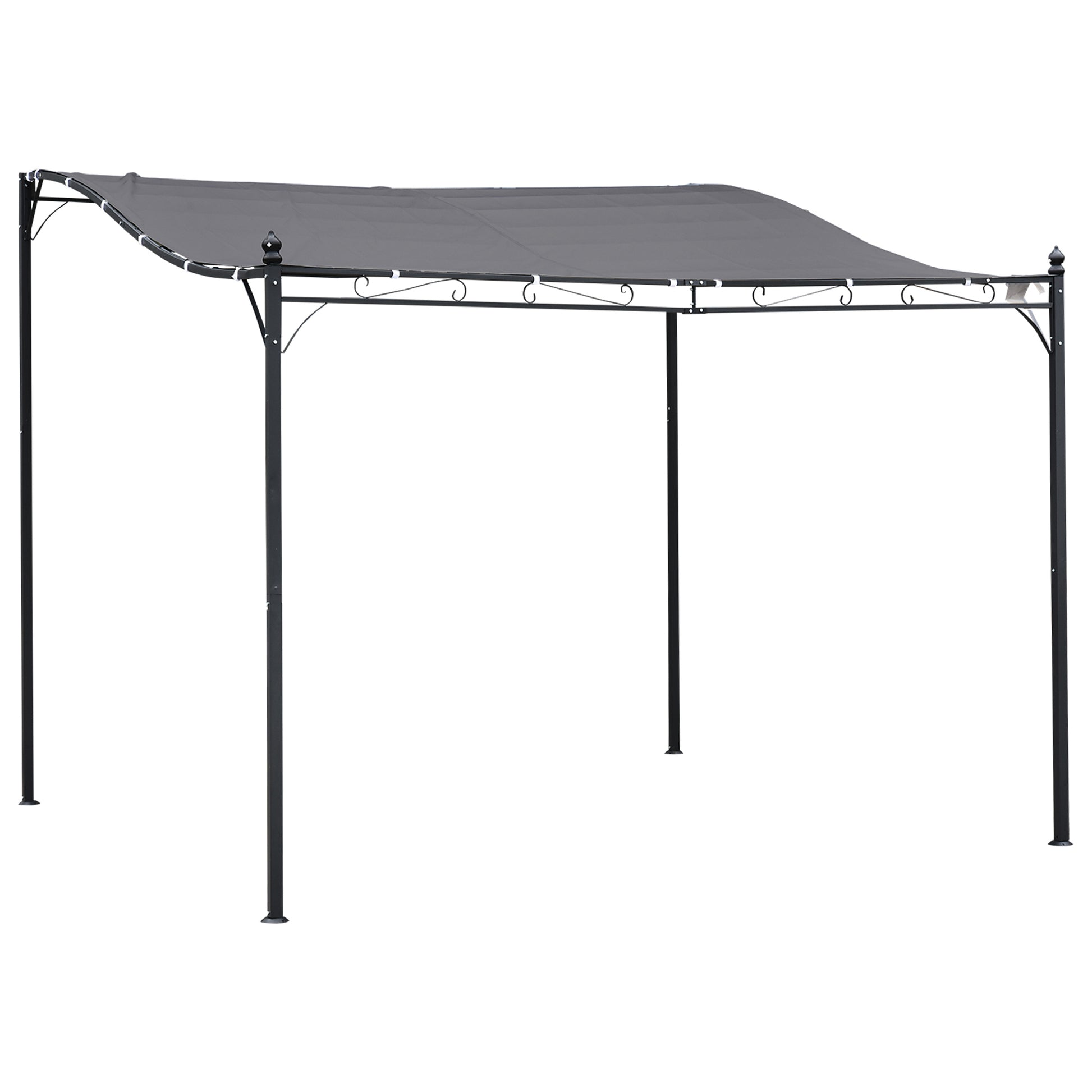 Outsunny 10' X 10' Steel Outdoor Pergola Gazebo, Patio Canopy With Weather Resistant Fabric And Drainage Holes For Backyard Pool Deck Garden, Gray Gray Steel