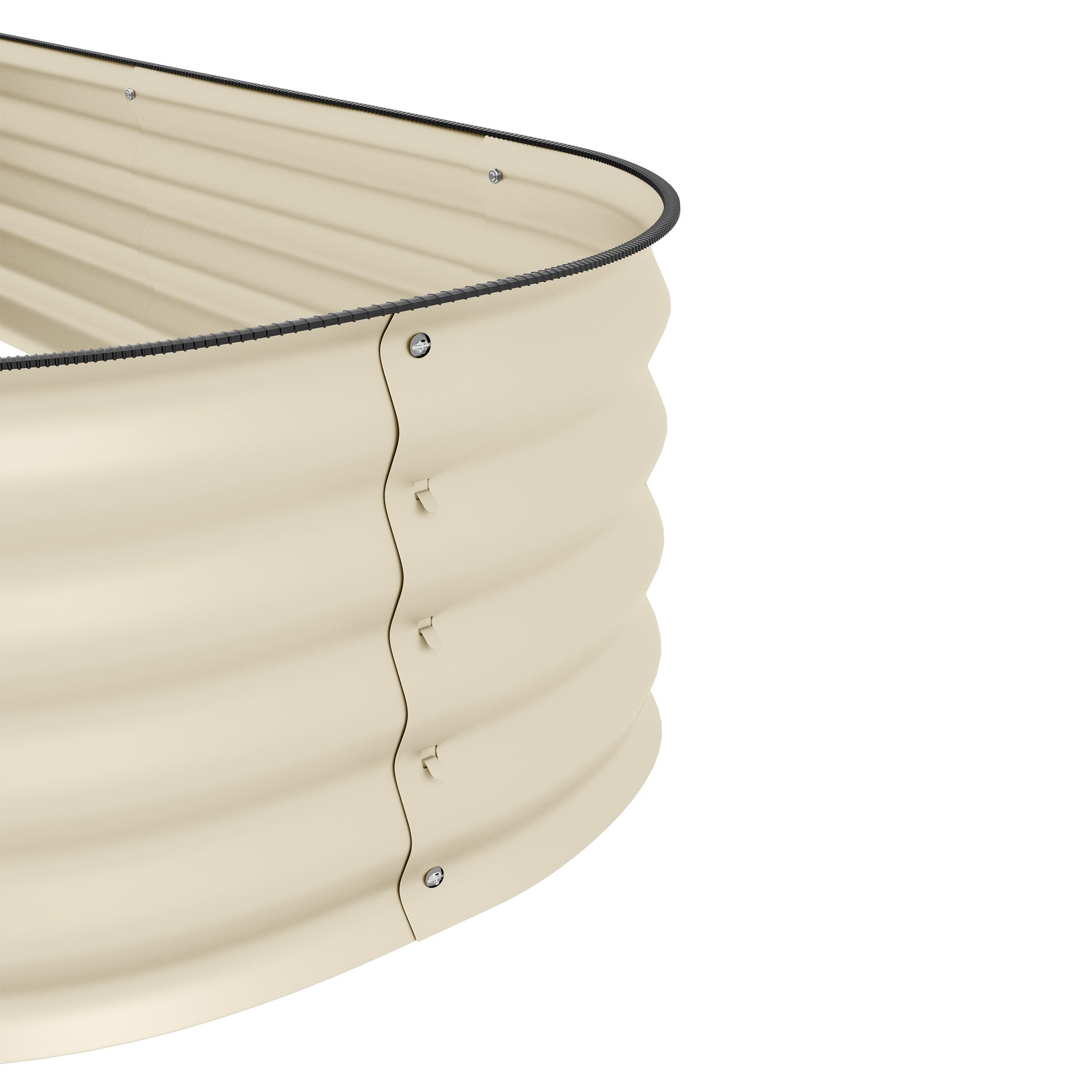 Outsunny 4.9' X 2' X 1' Galvanized Raised Garden Bed Kit, Outdoor Metal Elevated Planter Box With Safety Edging, Easy Diy Stock Tank For Growing Flowers, Herbs & Vegetables, Cream White Steel