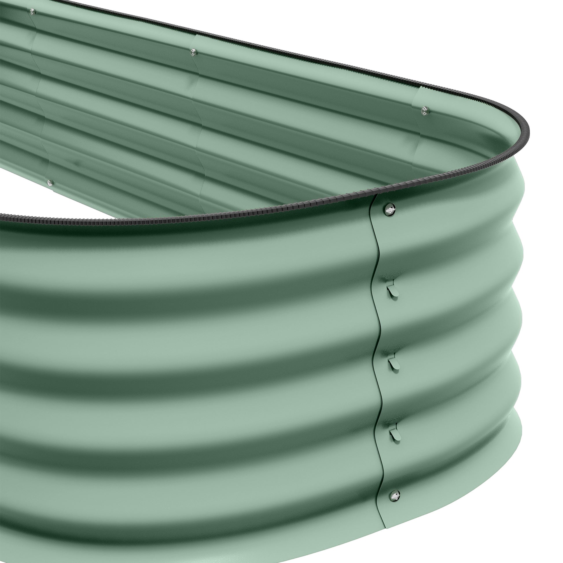 Outsunny 6.4' X 2' X 1' Galvanized Raised Garden Bed Kit, Outdoor Metal Elevated Planter Box With Safety Edging, Easy Diy Stock Tank For Growing Flowers, Herbs & Vegetables, Green Green Steel