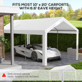 Outsunny 10' X 20' Carport Replacement Top Canopy Cover, Uv And Water Resistant Portable Garage Shelter Cover With Ball Bungee Cords, White, Only Cover White Polyethylene