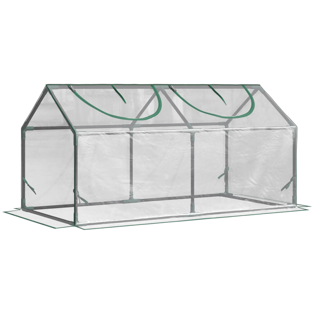 Outsunny 4' X 2' X 2' Portable Mini Greenhouse, Small Greenhouse With Pvc Cover, Roll Up Zippered Windows For Indoor, Outdoor Garden, Clear Clear Steel