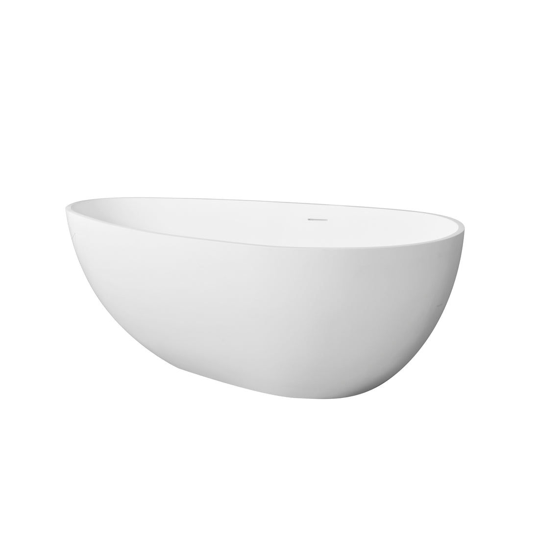 66.9 Inch Freestanding Solid Surface Soaking Bathtub For Bathroom Matte White Oval Bathroom Freestanding Tubs Matte 61 69 In Contemporary,Luxury,Minimalist,Modern Soaking Center Solid Surface