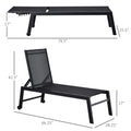 Outsunny Outdoor Lounge Chair, Patio Lounger With 5 Position Reclining Backrest And 2 Wheels For Poolside, Beach, Lawn, Black Black Steel