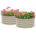 Outsunny Galvanized Raised Garden Bed Set Of 2, Planters For Outdoor Plants With Safety Edging, Easy To Assemble Stock Tanks For Growing Flowers, Herbs And Vegetables, Cream White White Steel