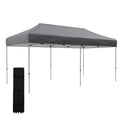 Outsunny 10' X 20' Pop Up Canopy Tent, Instant Sun Shelter With 3 Level Adjustable Height, Easy Up Outdoor Tent For Parties With Wheeled Carry Bag For Garden, Patio, Gray Grey Steel