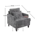 Coolmore Wood Frame Armchair, Modern Accent Chair Lounge Chair For Living Room,Tufted Club Chair, Mid Century Modern Arm Chairs With Studded, Solid Wood Frame, For Bedroom, Reading Gray Chenille Gray Chenille 1 Seat