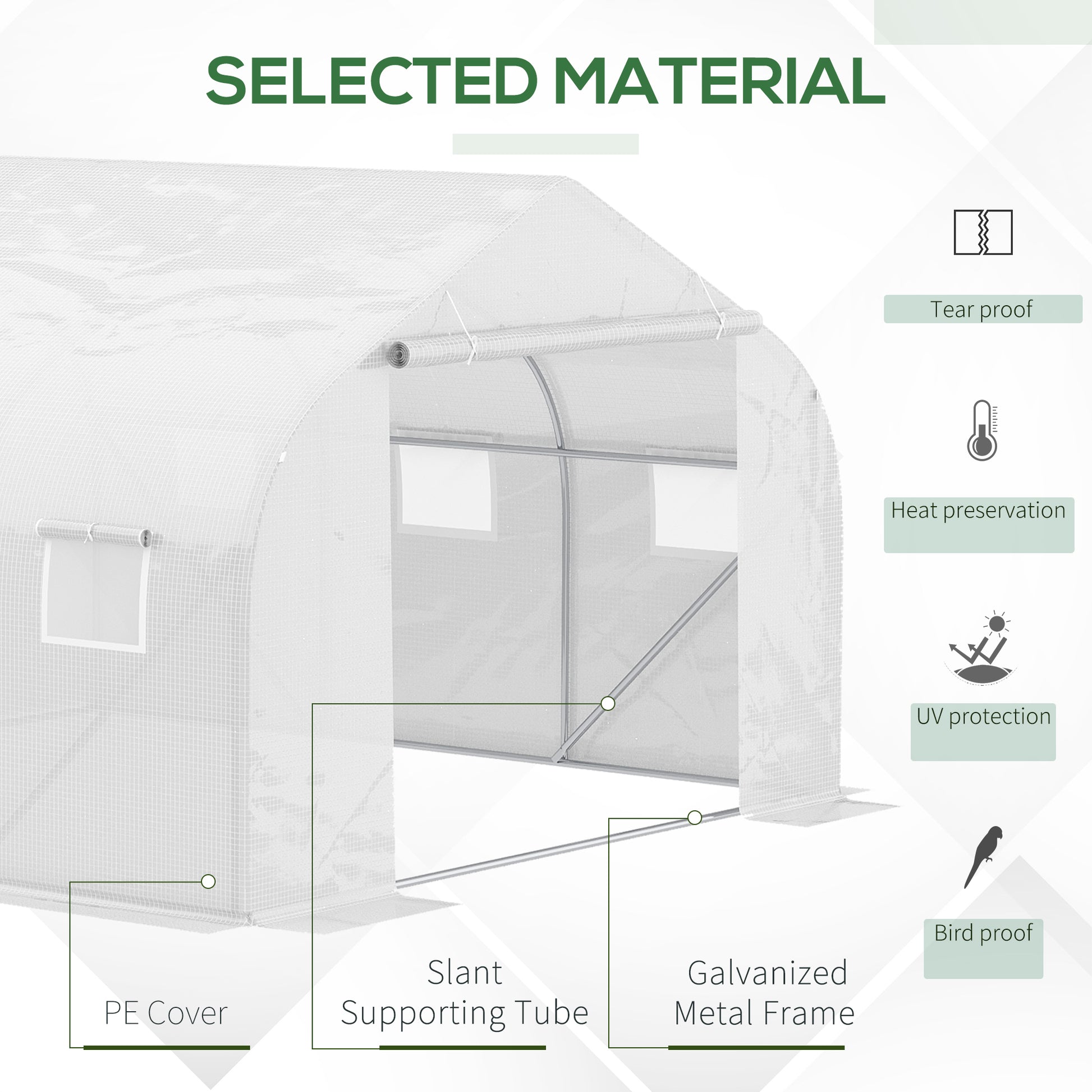 Outsunny 11.5' X 10' X 6.5' Outdoor Walk In Greenhouse, Tunnel Green House With Roll Up Windows, Zippered Door, Pe Cover, Heavy Duty Steel Frame, White White Steel