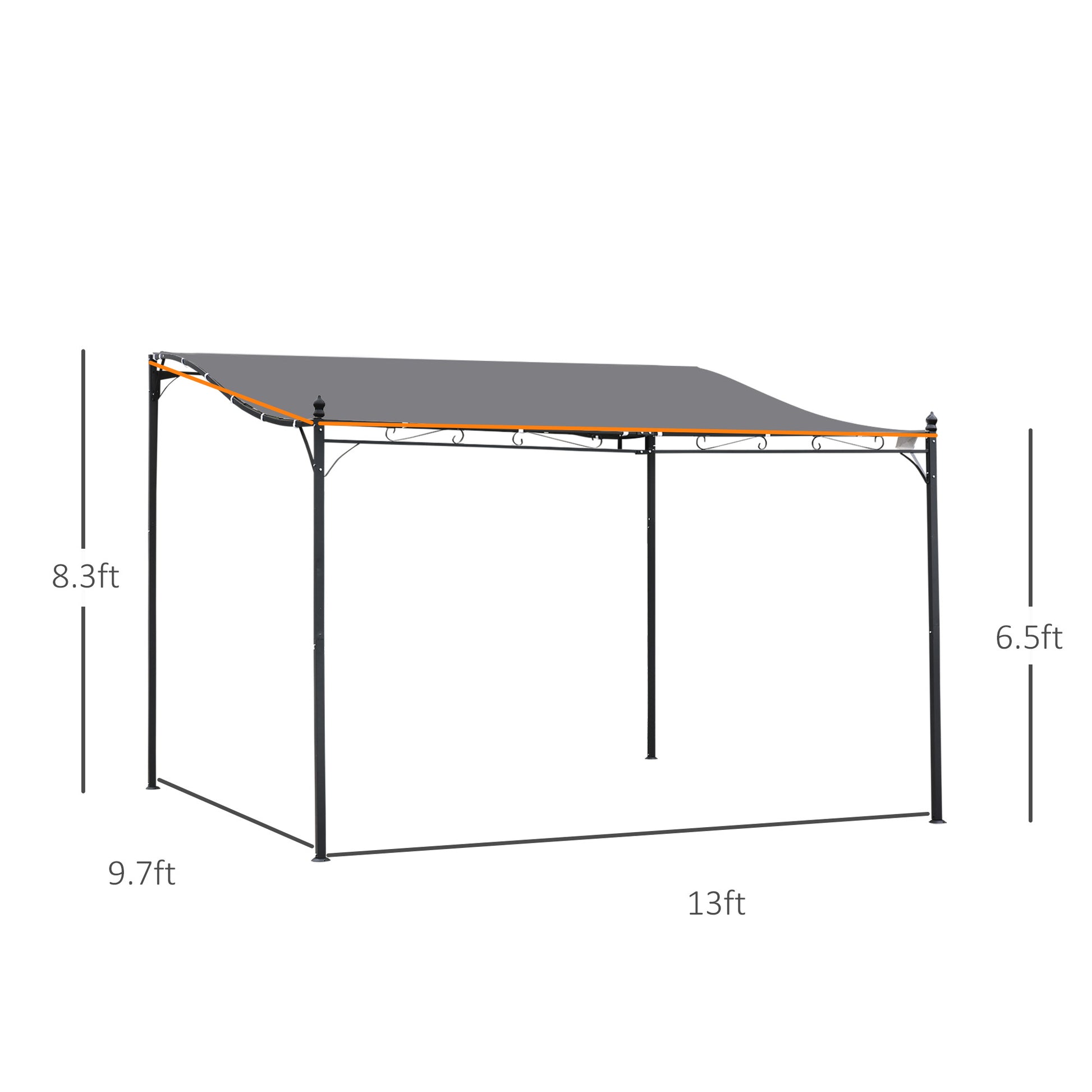 Outsunny 10' X 13' Steel Outdoor Pergola Gazebo, Patio Canopy With Weather Resistant Fabric And Drainage Holes For Backyard Pool Deck Garden, Gray Gray Steel