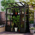 78 Inch Wooden Greenhouse Cold Frame With 4 Independent Skylights And 2 Folding Middle Shelves, Walk In Outdoor Greenhouse, Black Black Seats 2 Garden & Outdoor Casual Wood