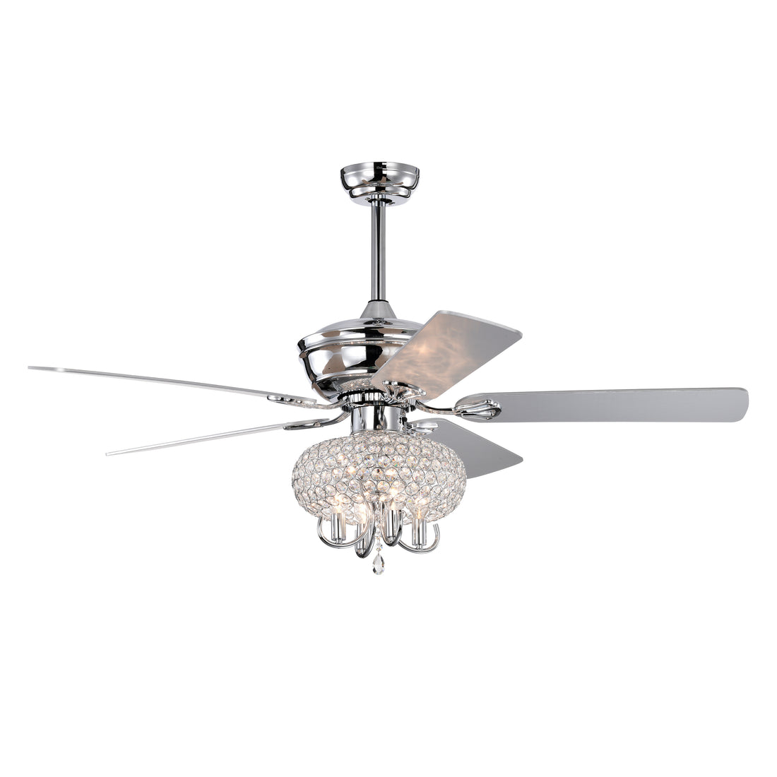 52 Inch Crystal Ceiling Fan With Lights Fandelier Chandelier Reversible Blades 3 Wind Speeds Remote Control For Bedroom Living Dining Room Chrome Chrome American Design,American Traditional,Retro,Traditional,Vintage Crystal Iron