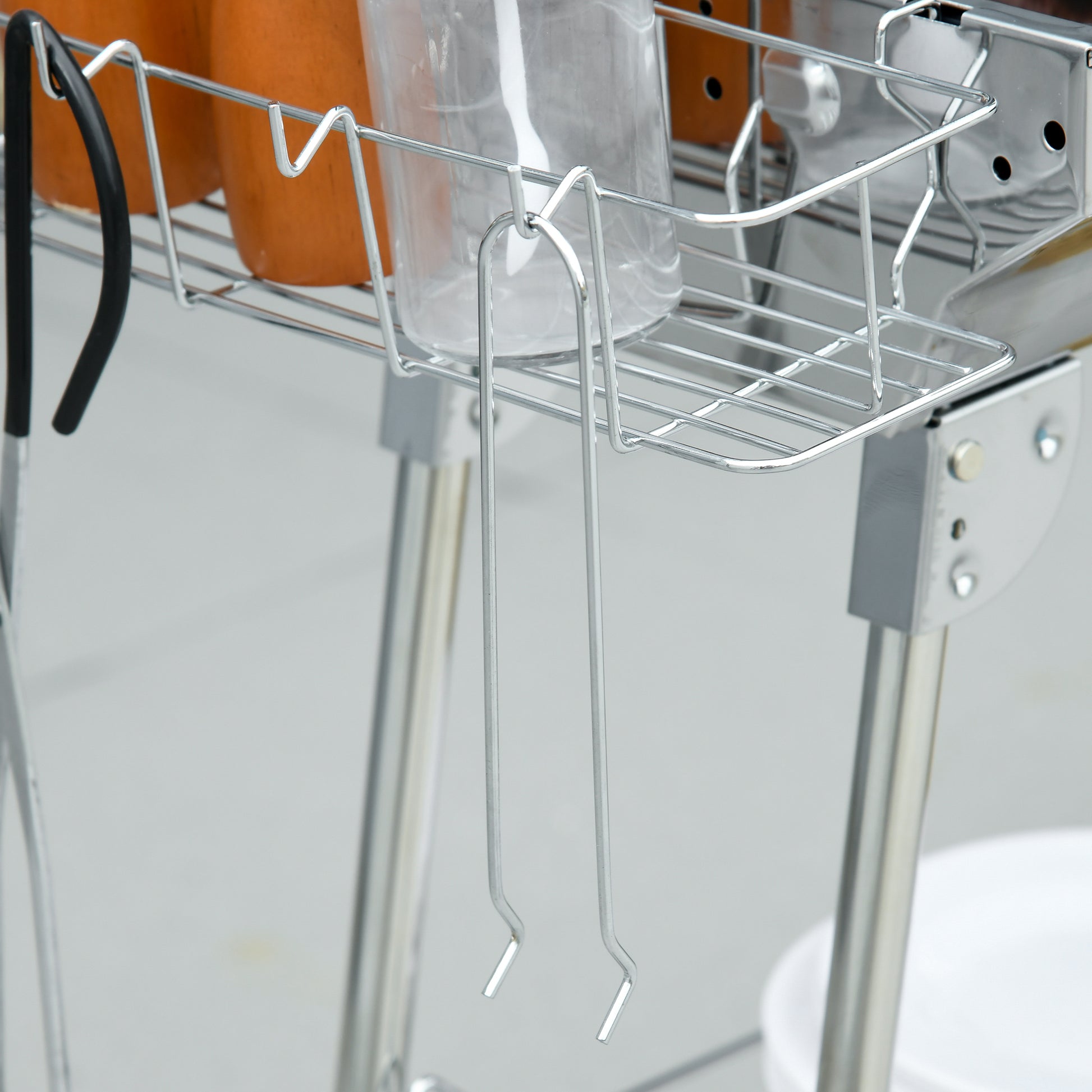 Outsunny Charcoal Grill, Stainless Steel Portable Folding Bbq, Outdoor Hibachi For Backyard Cooking, Camping, Picnic, Party, Tailgating And Travel With Pan, Grill Rack, Shelves, And Hooks Silver Stainless Steel