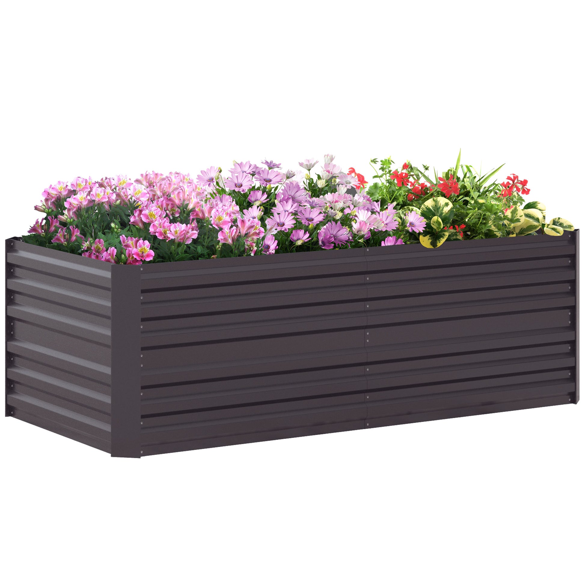 large metal planter pots Outsunny Galvanized Raised Garden Bed Kit, Large And Tall Metal Plante