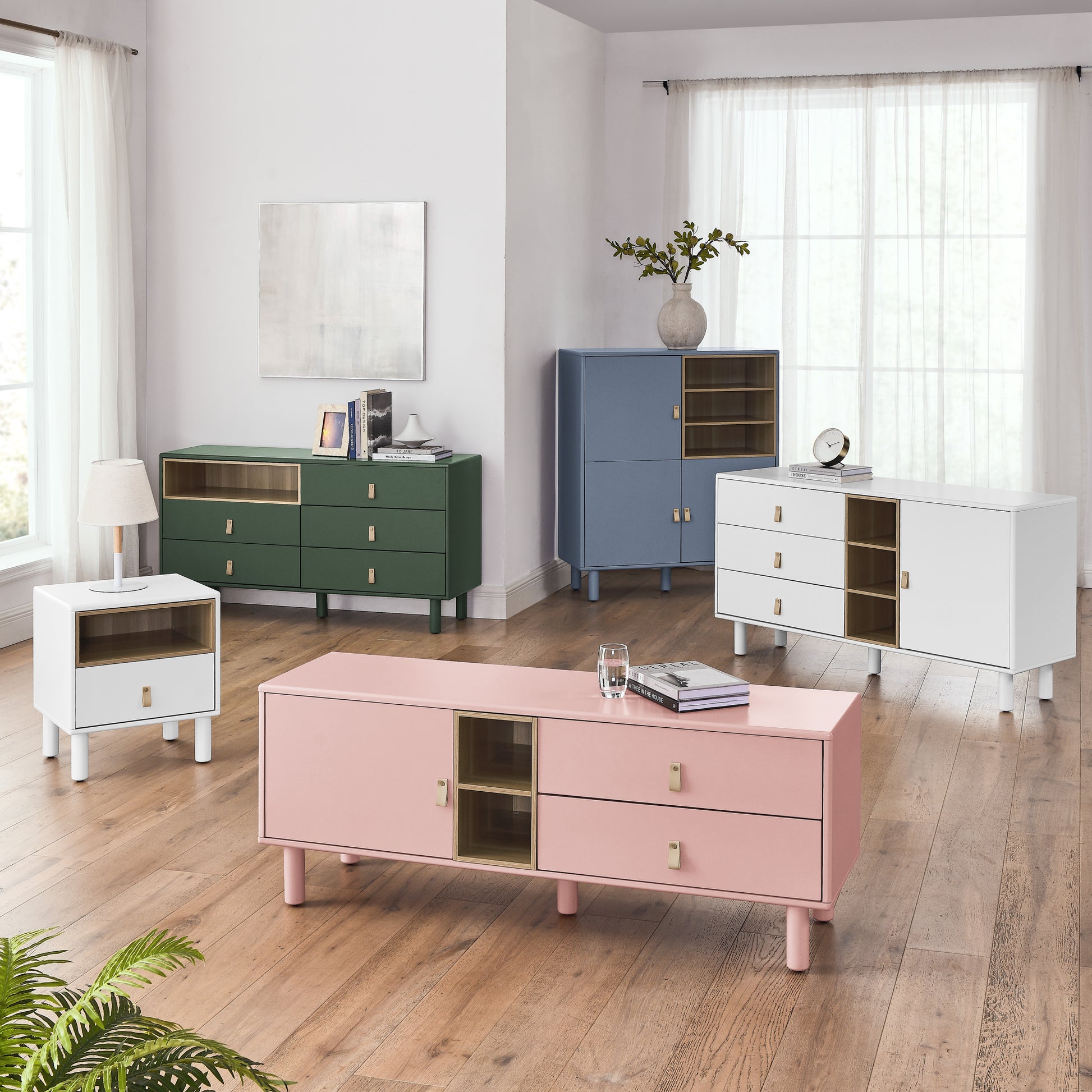 Storage Cabinet With Door, Multifunctional Storage Cabinet, Modern Sideboard Cabinet, Wooden Storage Cabinet, Leather Handle Drawer Cabinet, Home Storage Cabinet, Office Cabinet Pink Solid Wood Mdf